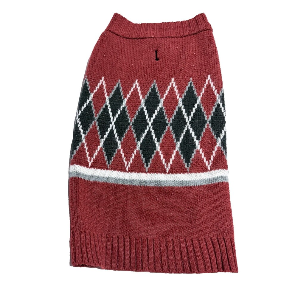 Pet Winter Fashion More & Merrier Large 17-19" Green Red Argyle Pet Dog Sweater
